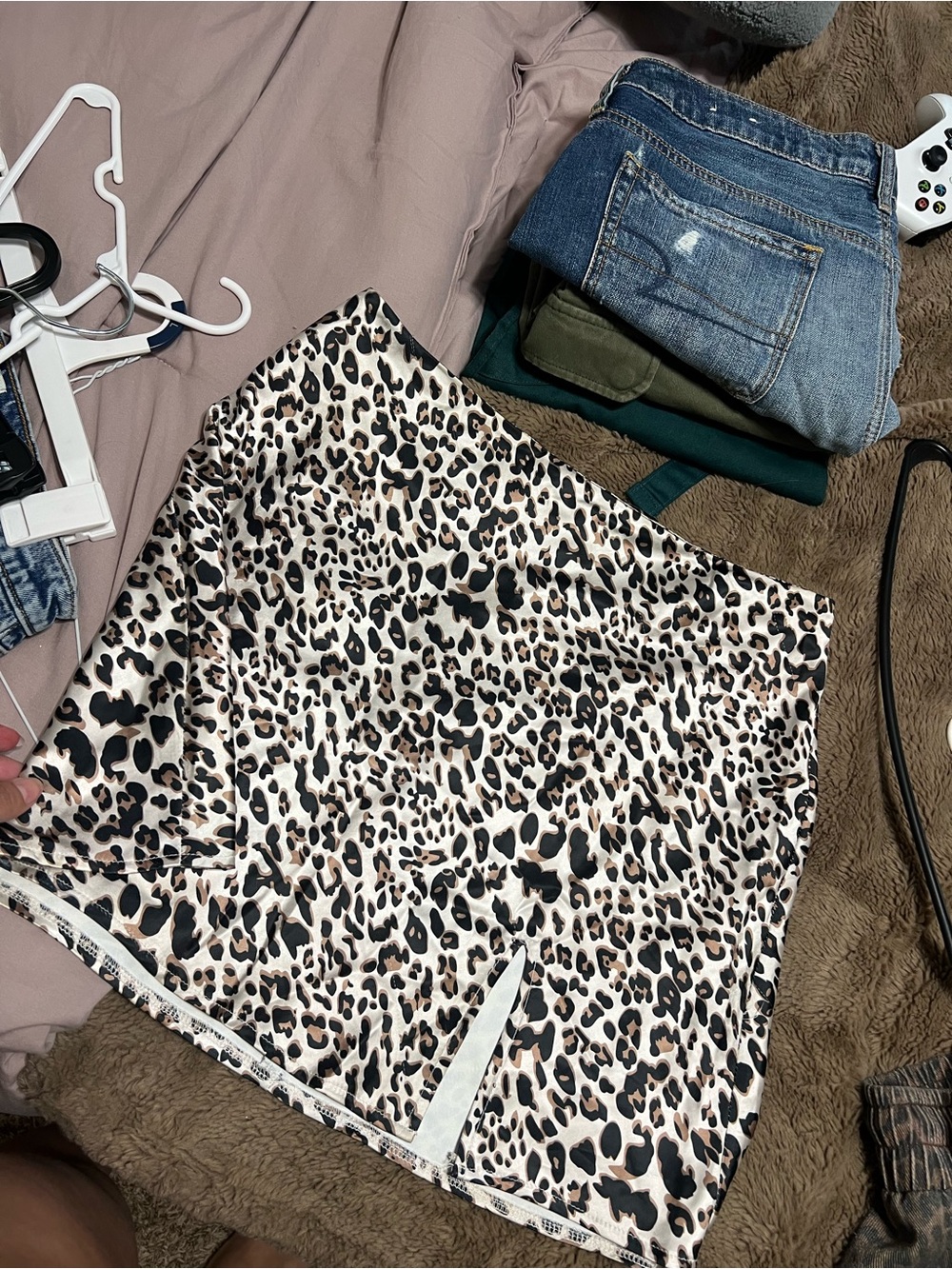 Princess Polly Leopard Print Satin Skort in Cream and Black